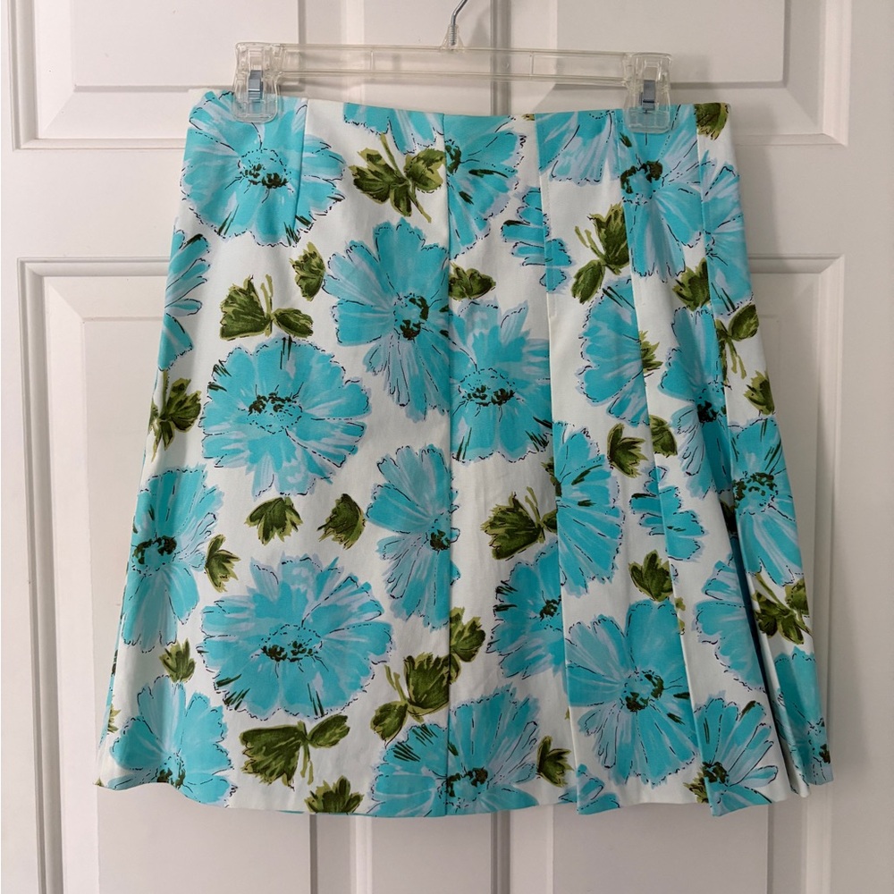United Colors Of Benetton Floral A-Line Skirt - Blue and Green Vintage